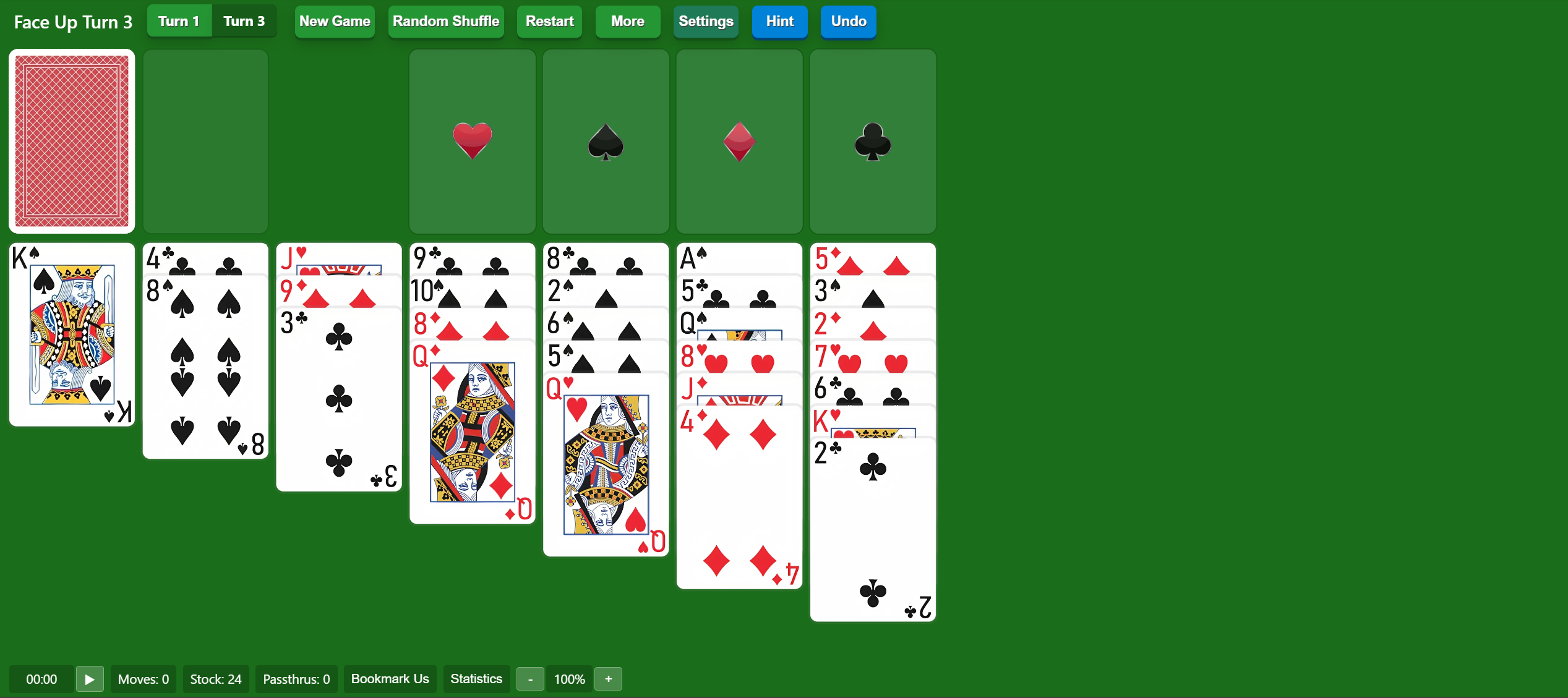 Face Up Solitaire Turn 3